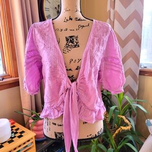 American Eagle Pink Tie Front Shrug XXL